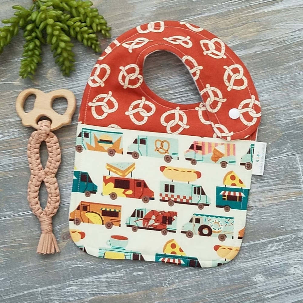 Twinkle Little Starfish bibs - Pretzel Food Truck, Honey Bee, Mountains, Rainbow